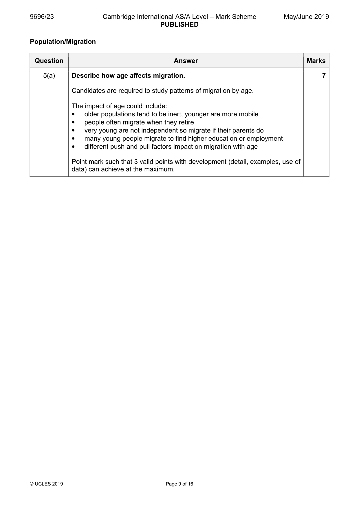 Mark scheme, page 9 of 16