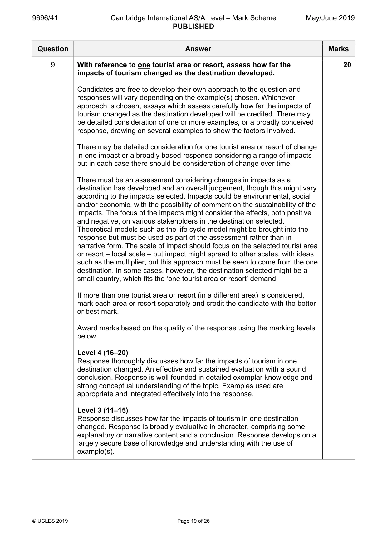 Mark scheme, page 19 of 26