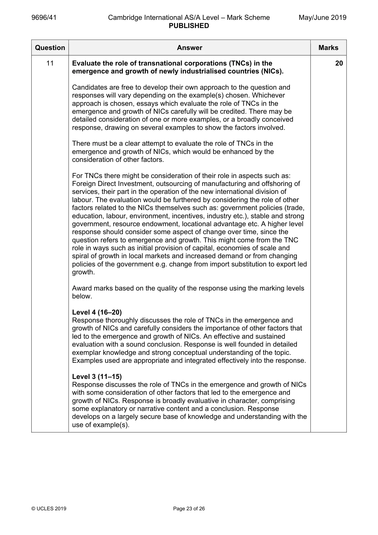 Mark scheme, page 23 of 26