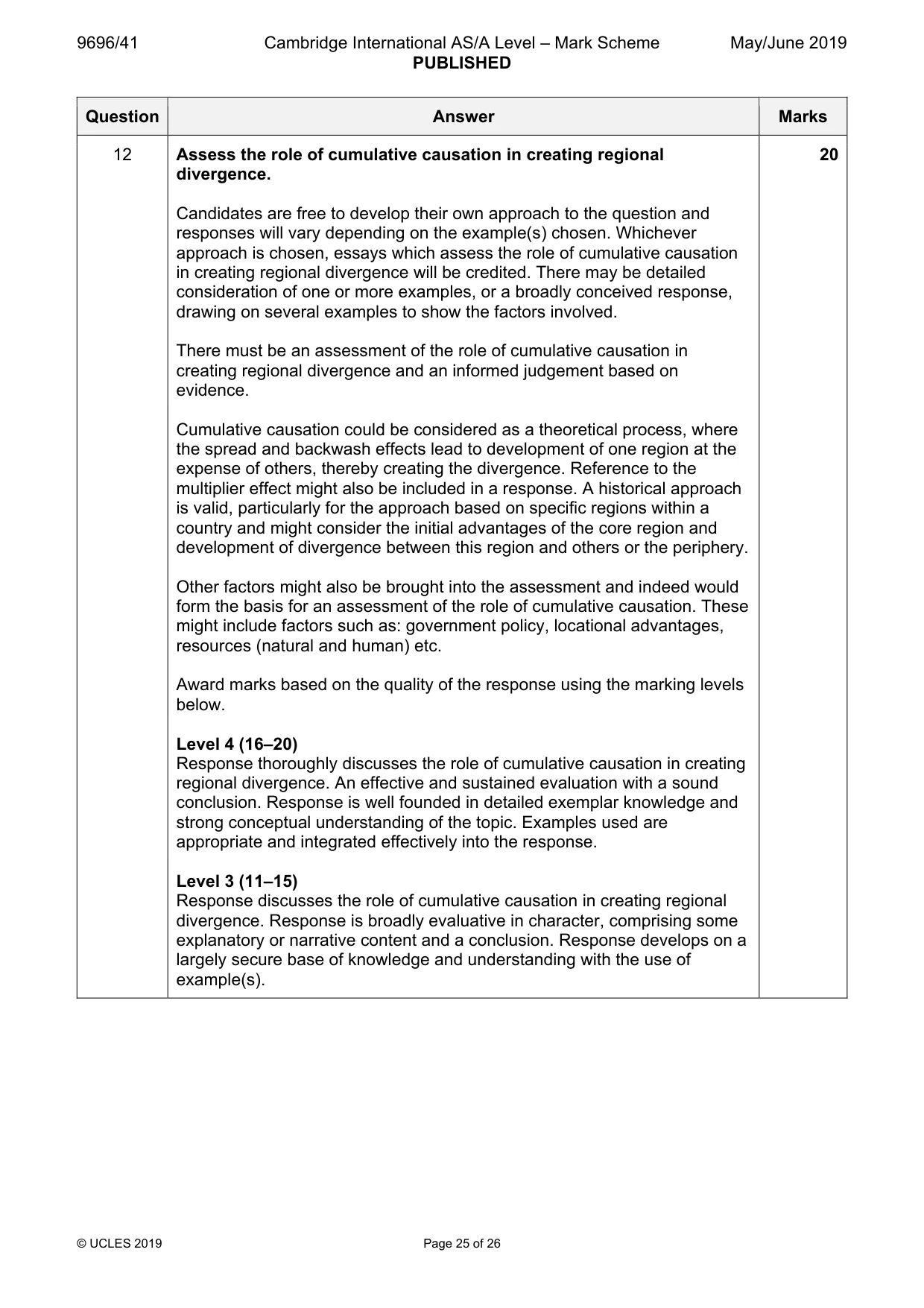 Mark scheme, page 25 of 26