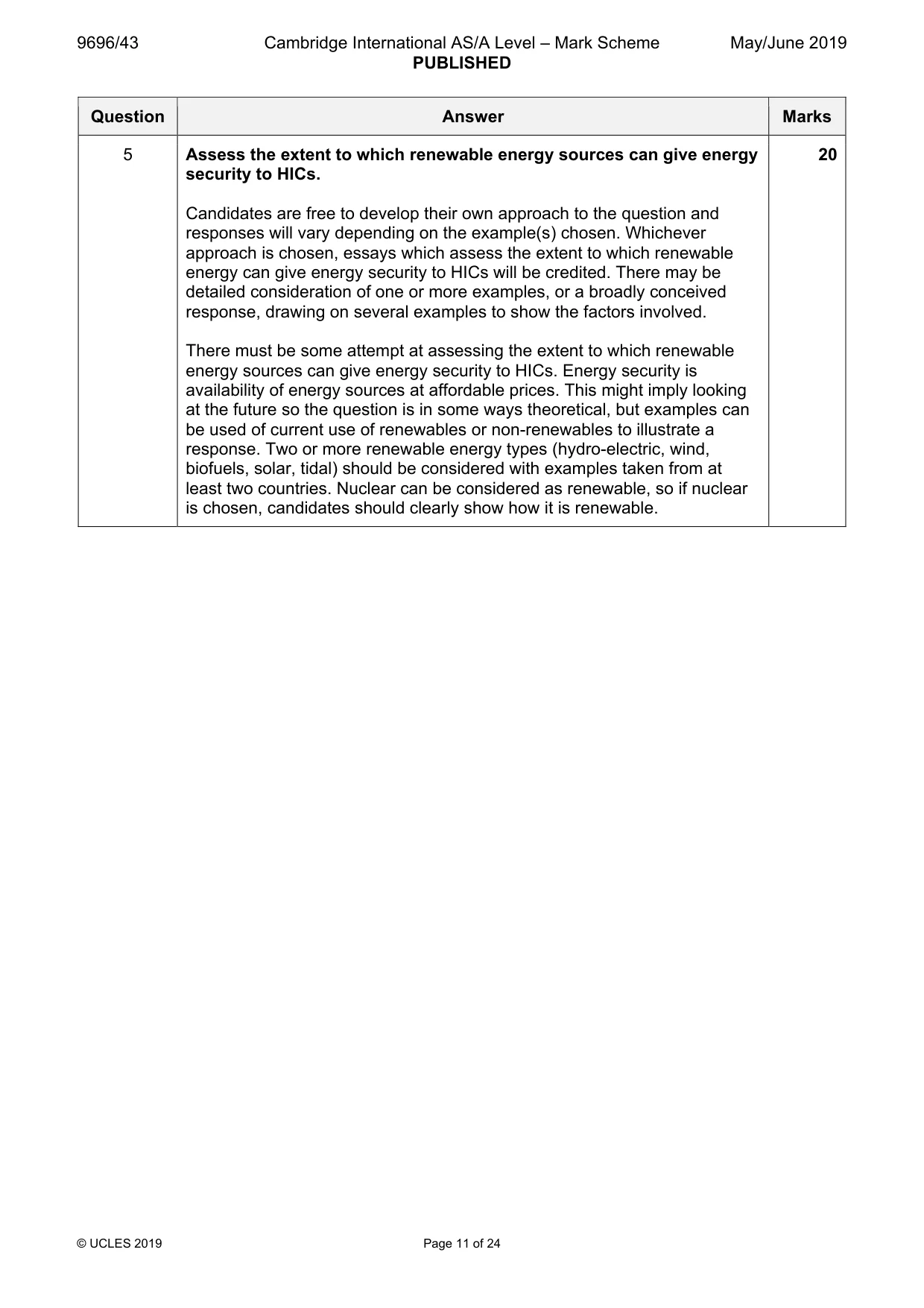 Mark scheme, page 11 of 24