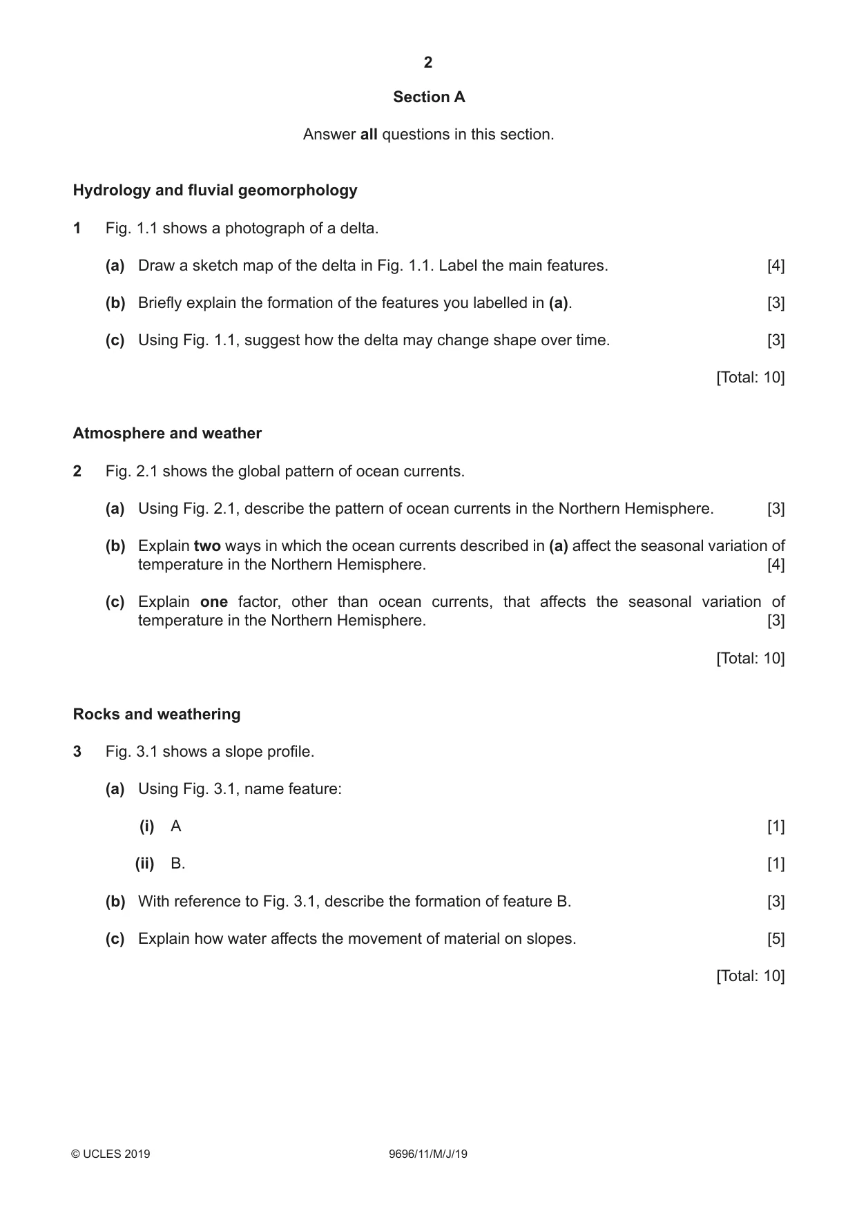 Cambridge A Level Geography 9696 2019 May/June Paper 1 · Variant 1 question paper, page 2 of 4