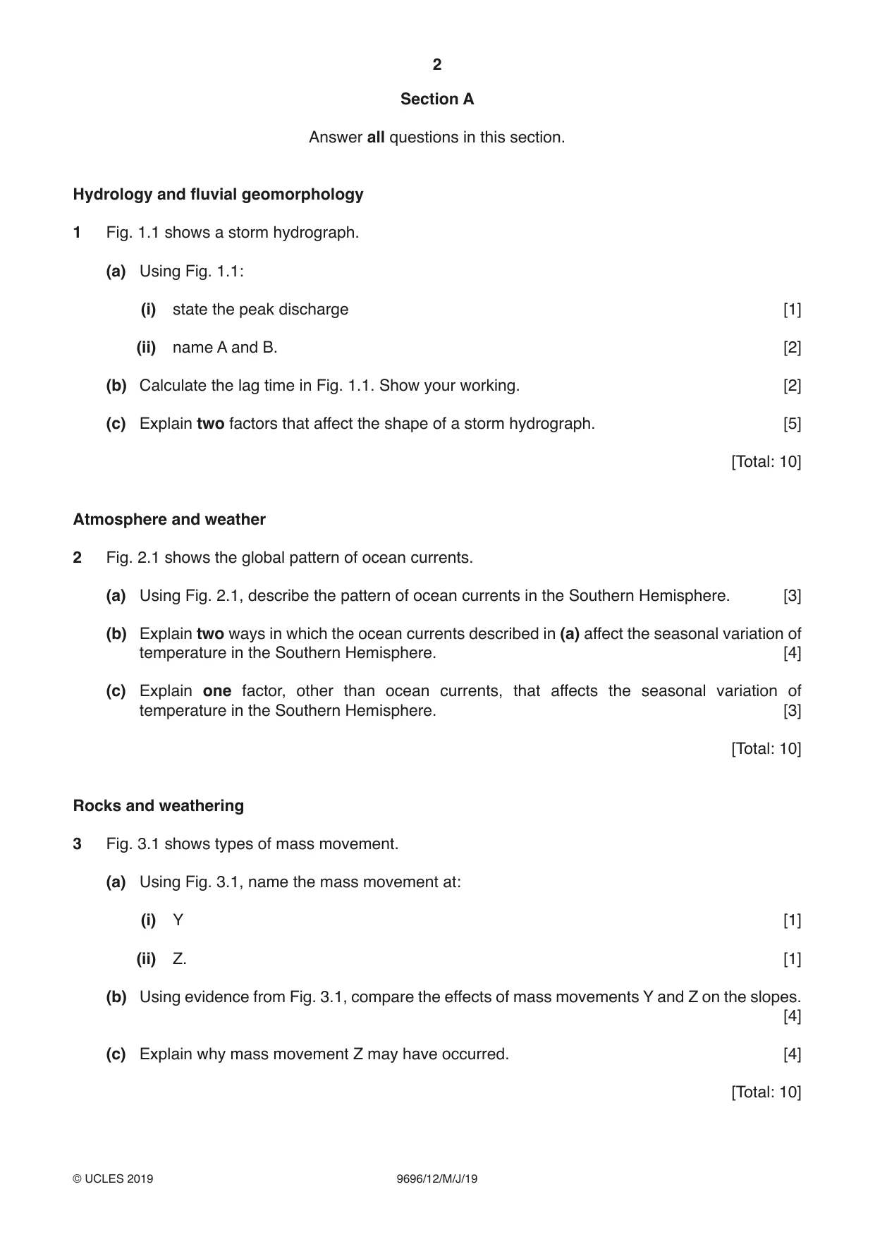 Cambridge A Level Geography 9696 2019 May/June Paper 1 · Variant 2 question paper, page 2 of 4