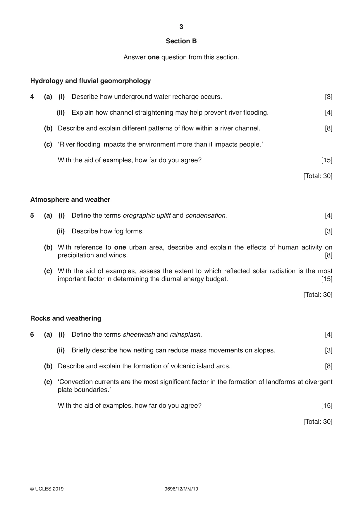 Cambridge A Level Geography 9696 2019 May/June Paper 1 · Variant 2 question paper, page 3 of 4