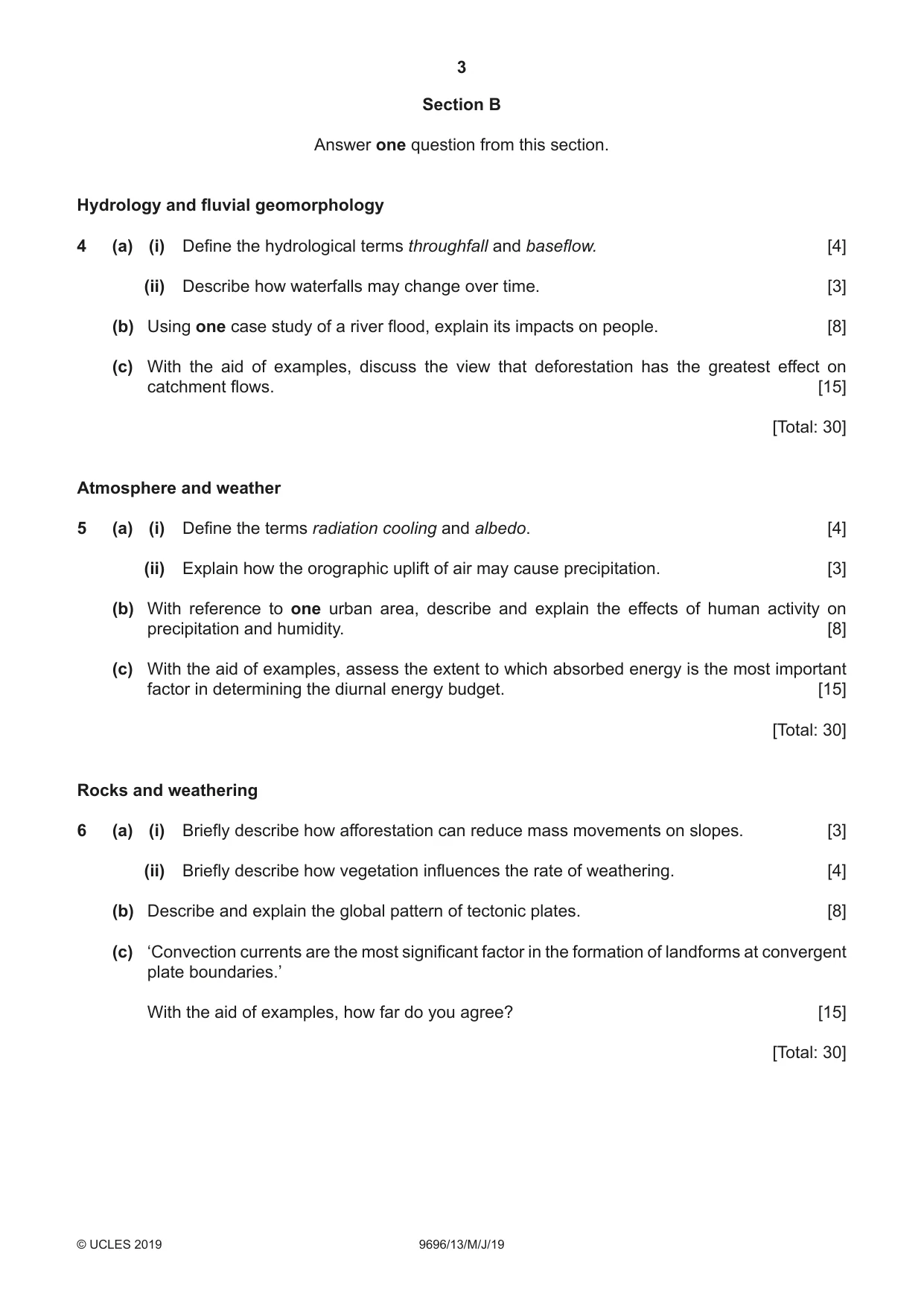 Cambridge A Level Geography 9696 2019 May/June Paper 1 · Variant 3 question paper, page 3 of 4