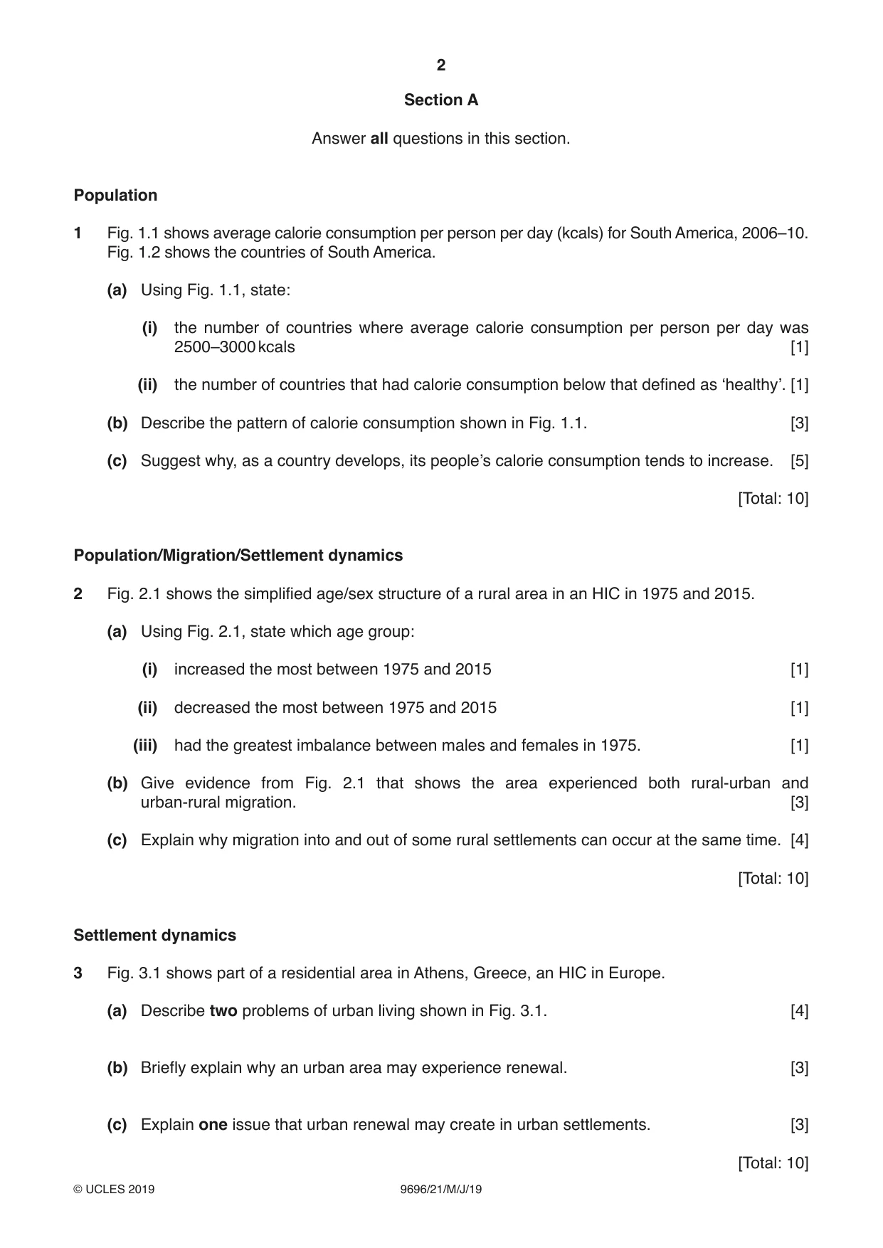 Cambridge A Level Geography 9696 2019 May/June Paper 2 · Variant 1 question paper, page 2 of 4