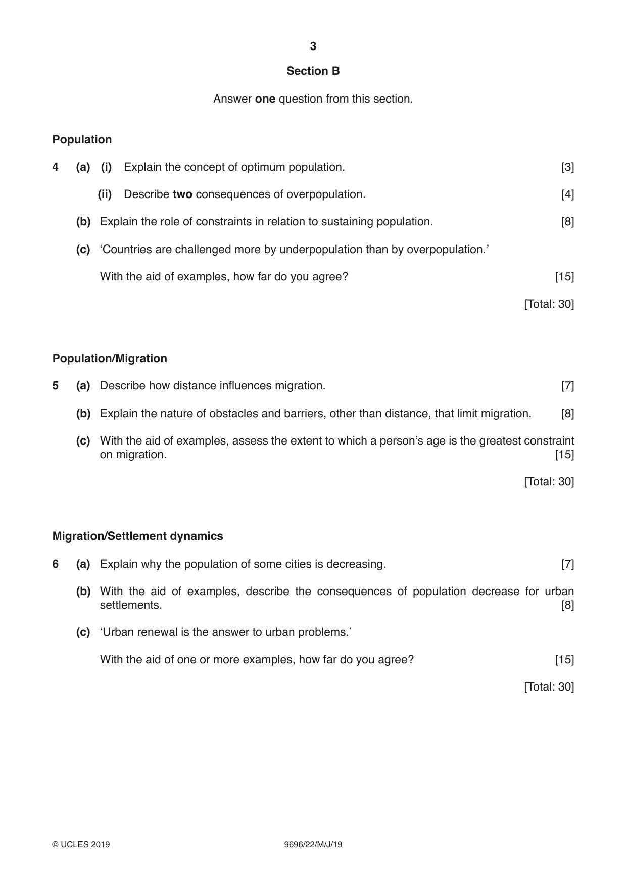 Cambridge A Level Geography 9696 2019 May/June Paper 2 · Variant 2 question paper, page 3 of 4