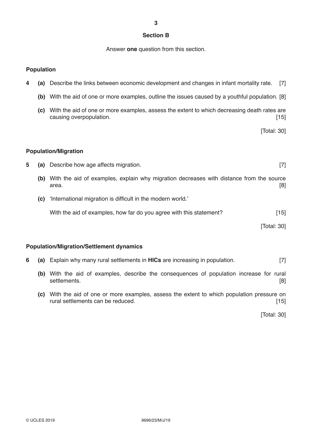 Cambridge A Level Geography 9696 2019 May/June Paper 2 · Variant 3 question paper, page 3 of 4