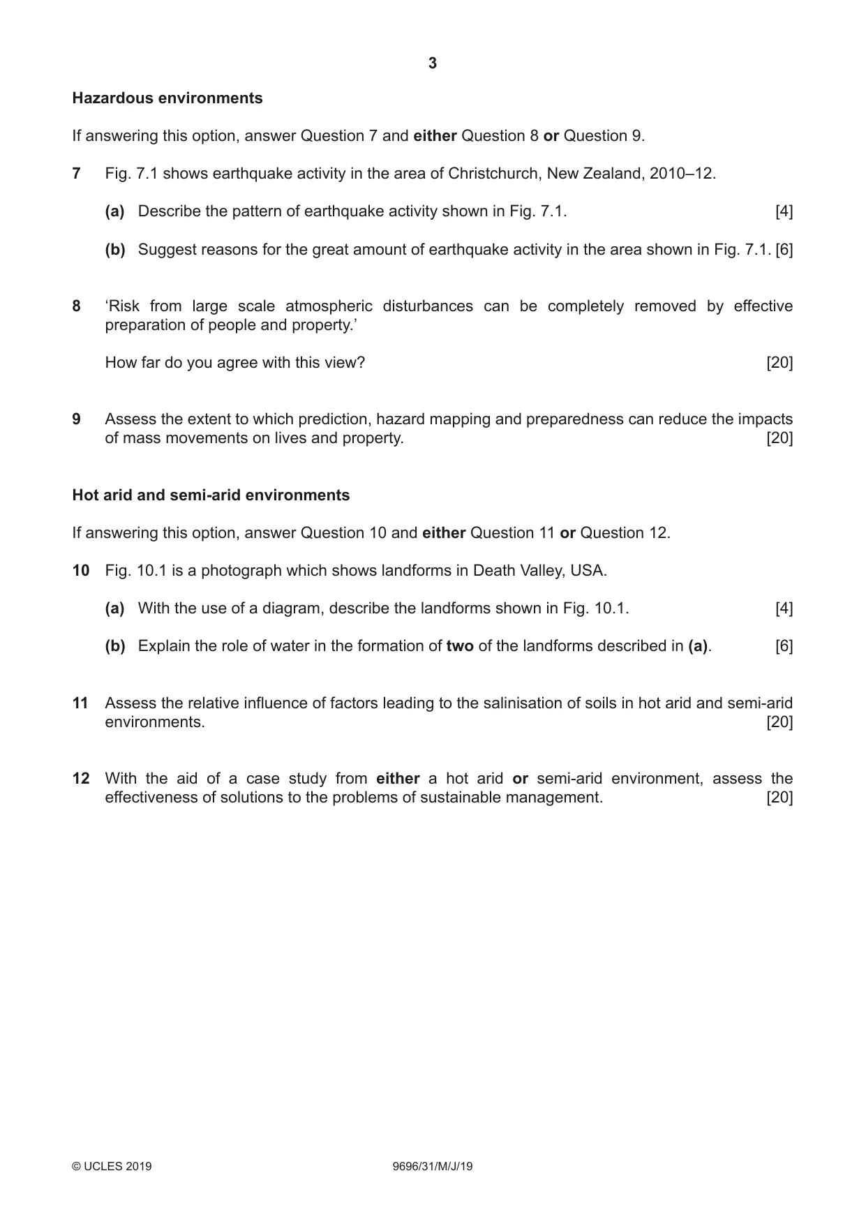 Cambridge A Level Geography 9696 2019 May/June Paper 3 · Variant 1 question paper, page 3 of 4