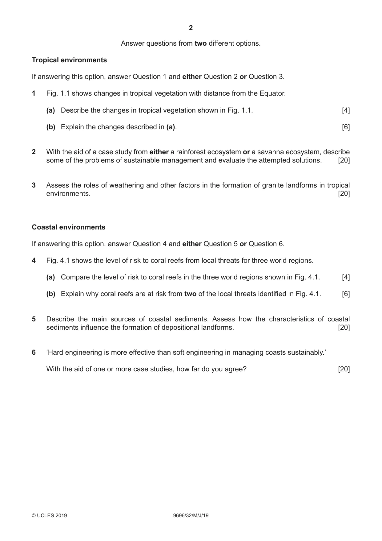 Cambridge A Level Geography 9696 2019 May/June Paper 3 · Variant 2 question paper, page 2 of 4