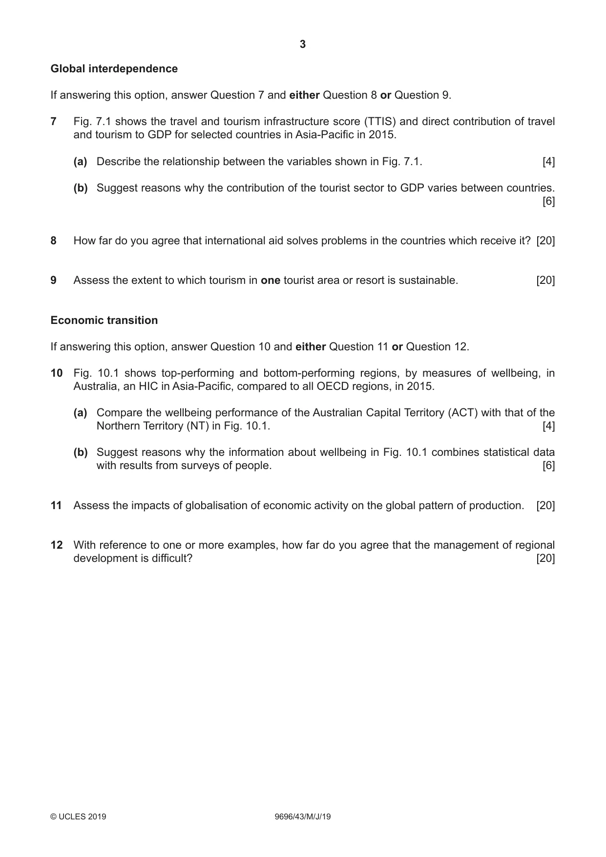 Cambridge A Level Geography 9696 2019 May/June Paper 4 · Variant 3 question paper, page 3 of 4