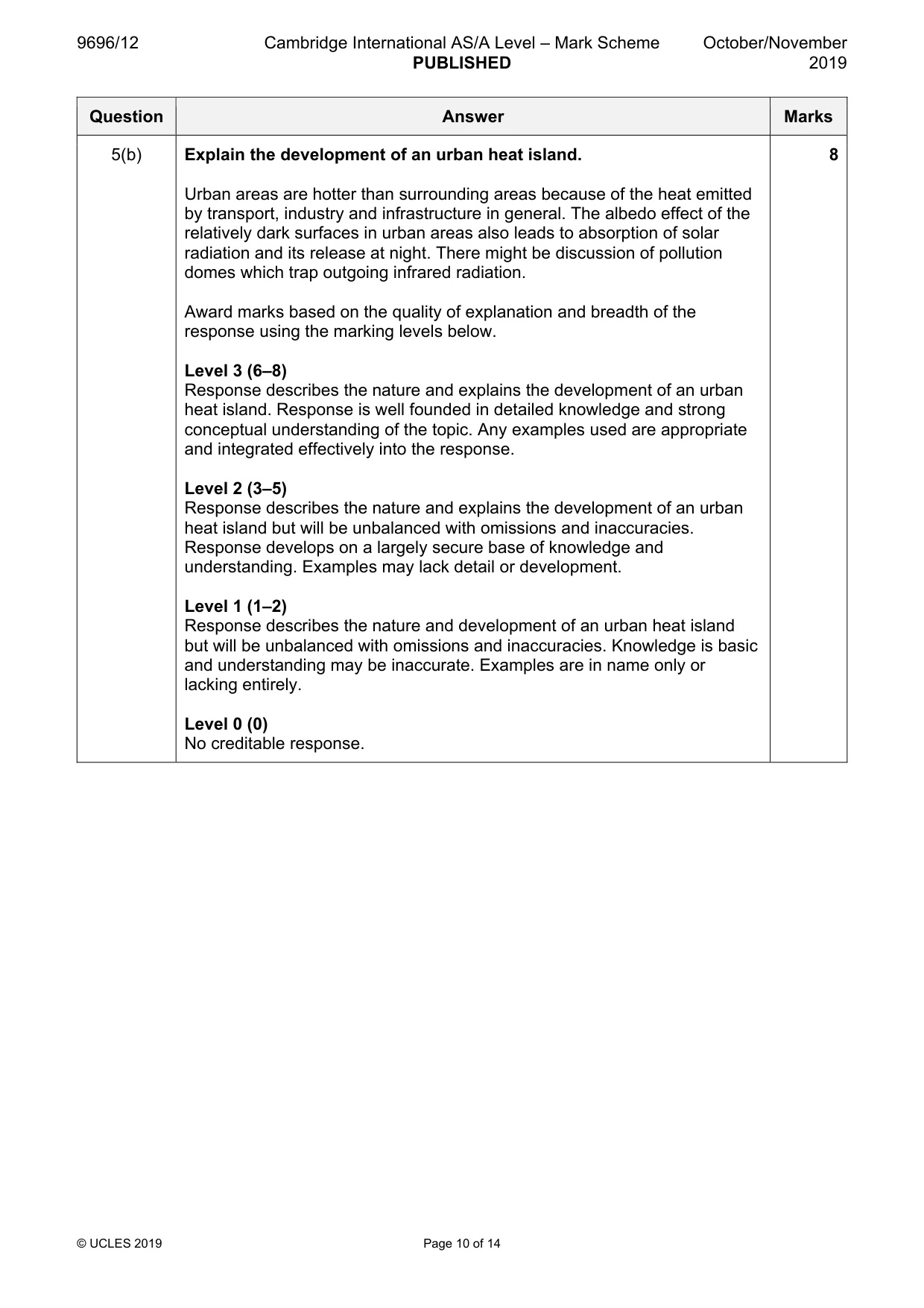 Mark scheme, page 10 of 14
