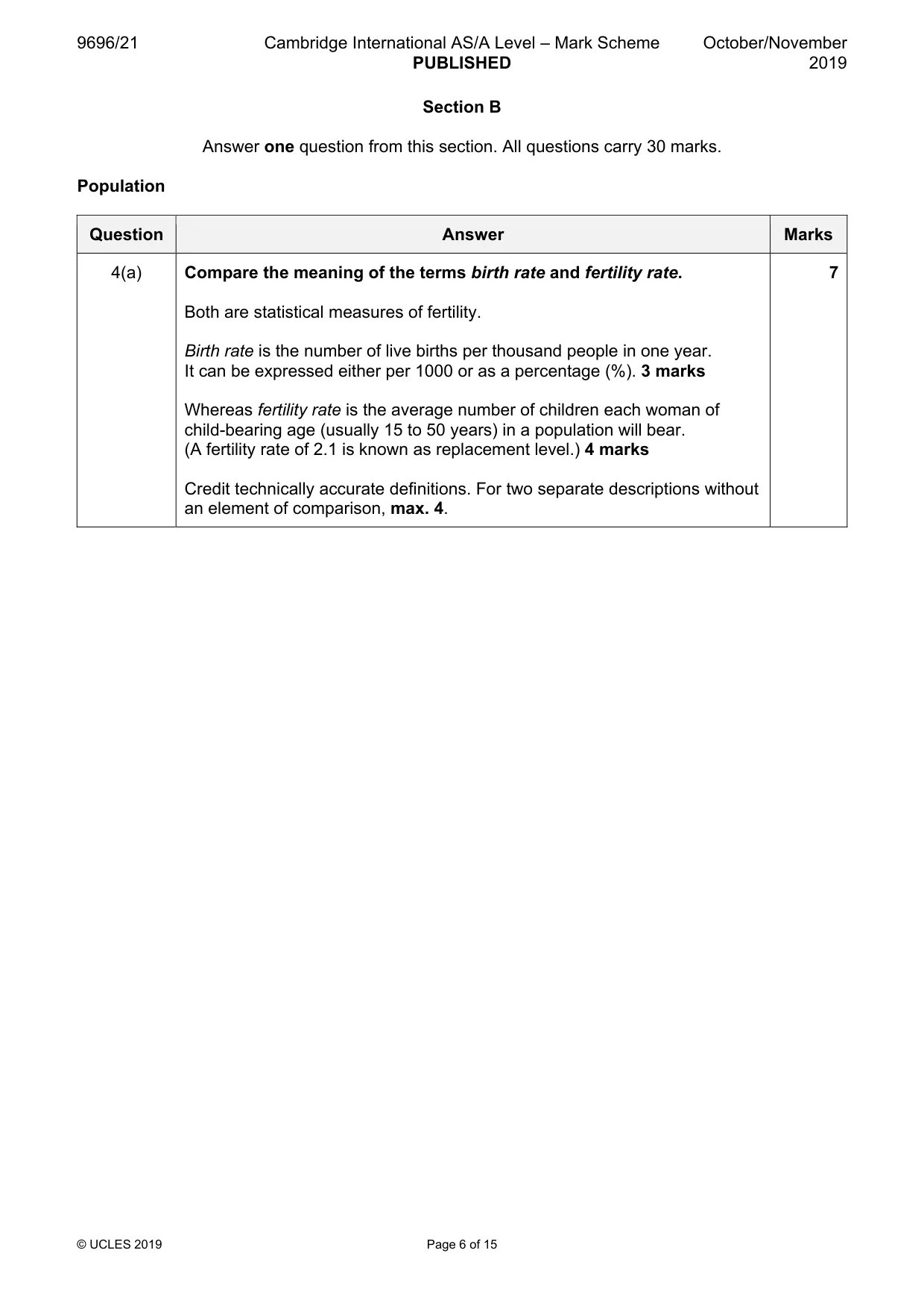 Mark scheme, page 6 of 15