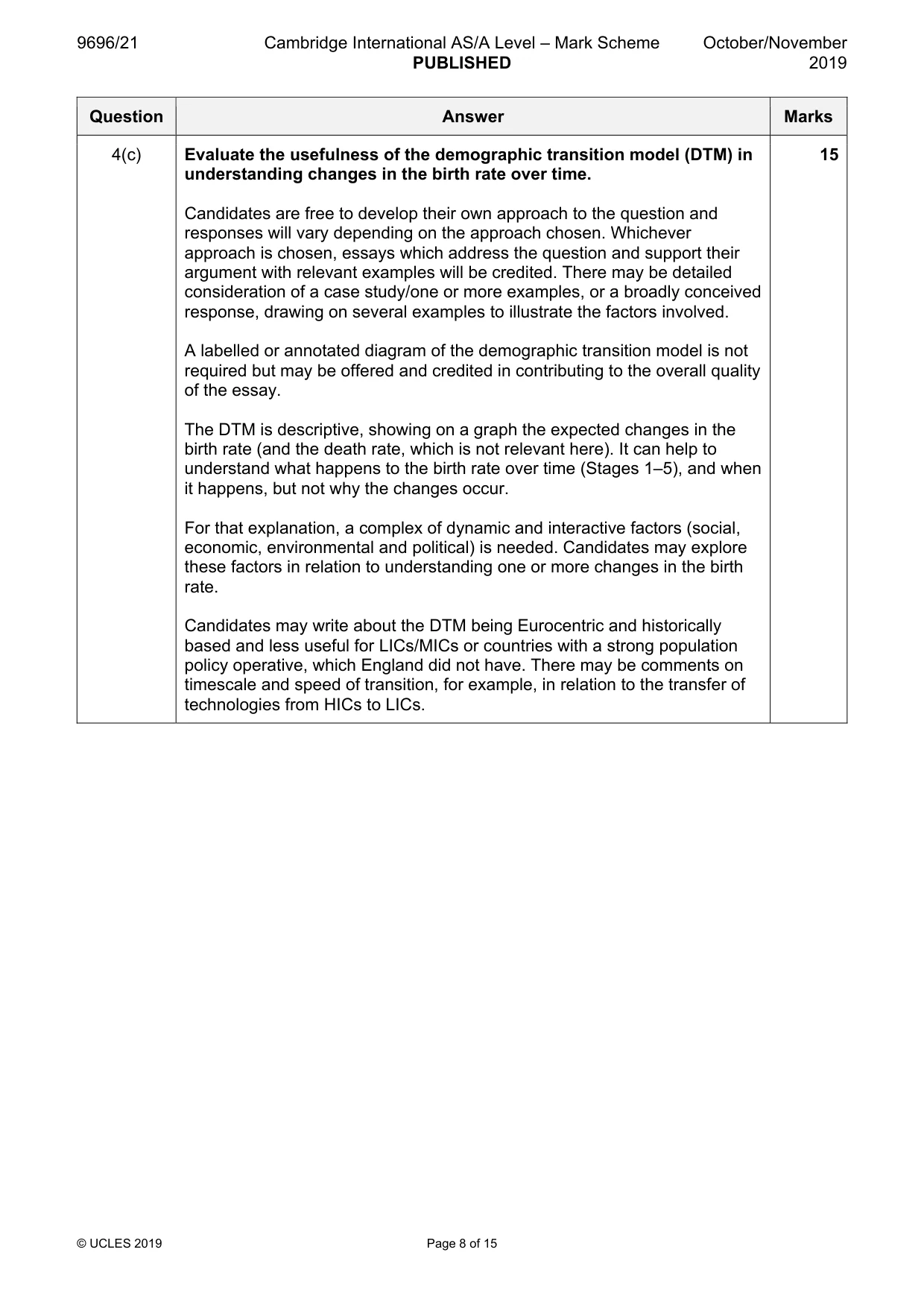 Mark scheme, page 8 of 15