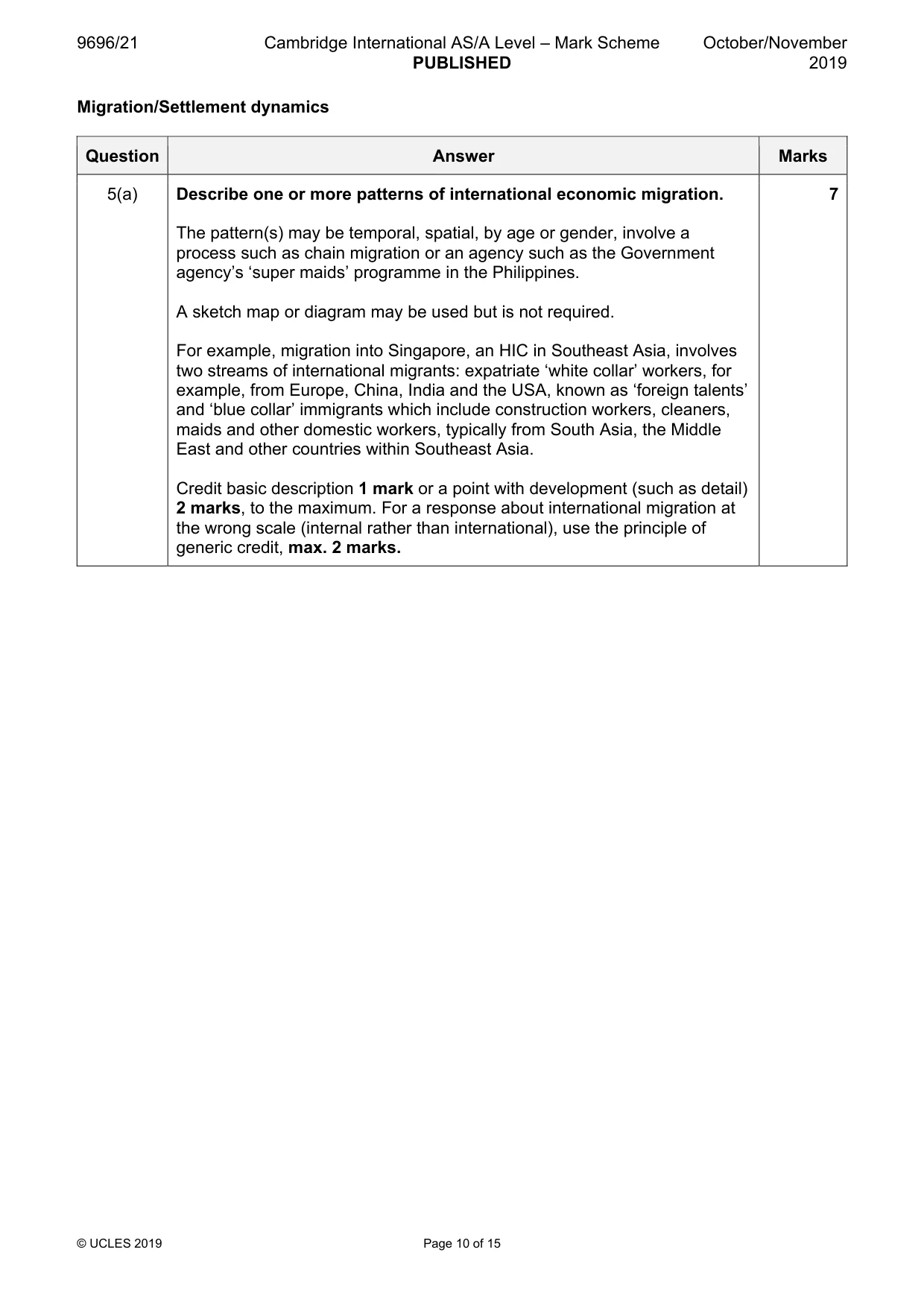 Mark scheme, page 10 of 15