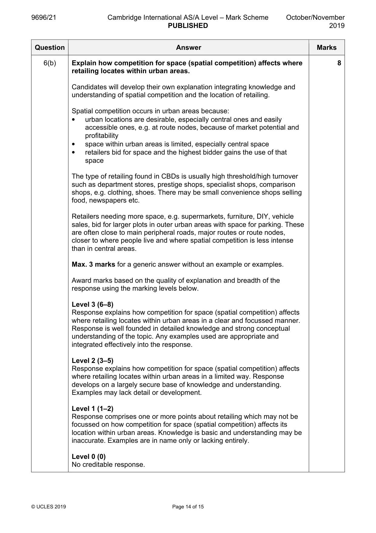 Mark scheme, page 14 of 15