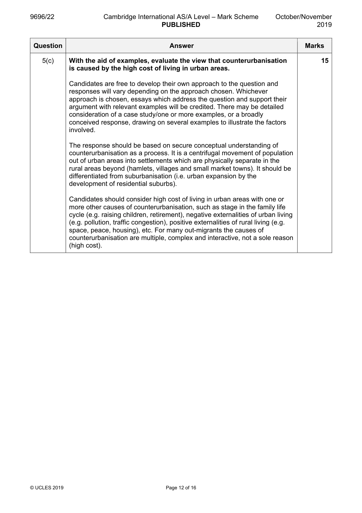 Mark scheme, page 12 of 16