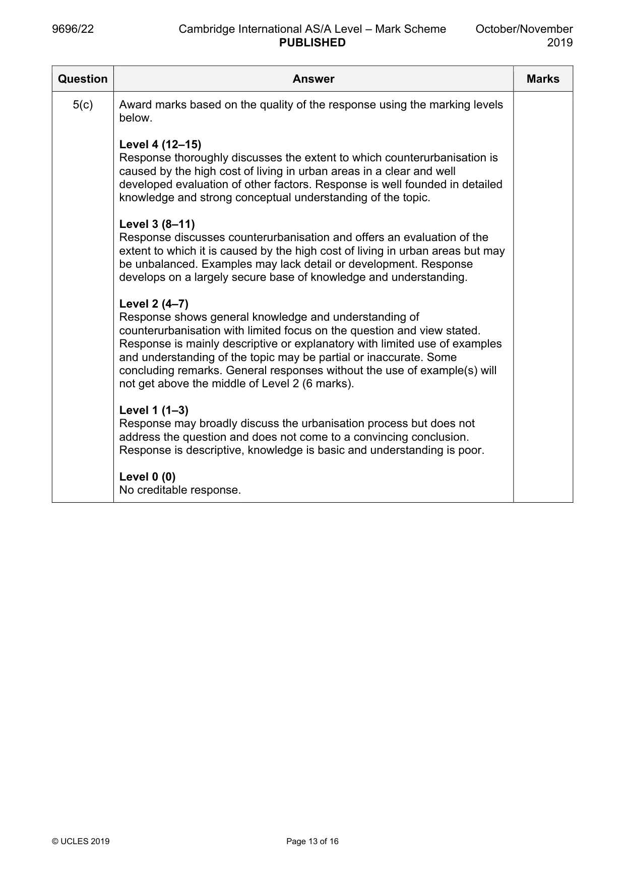 Mark scheme, page 13 of 16