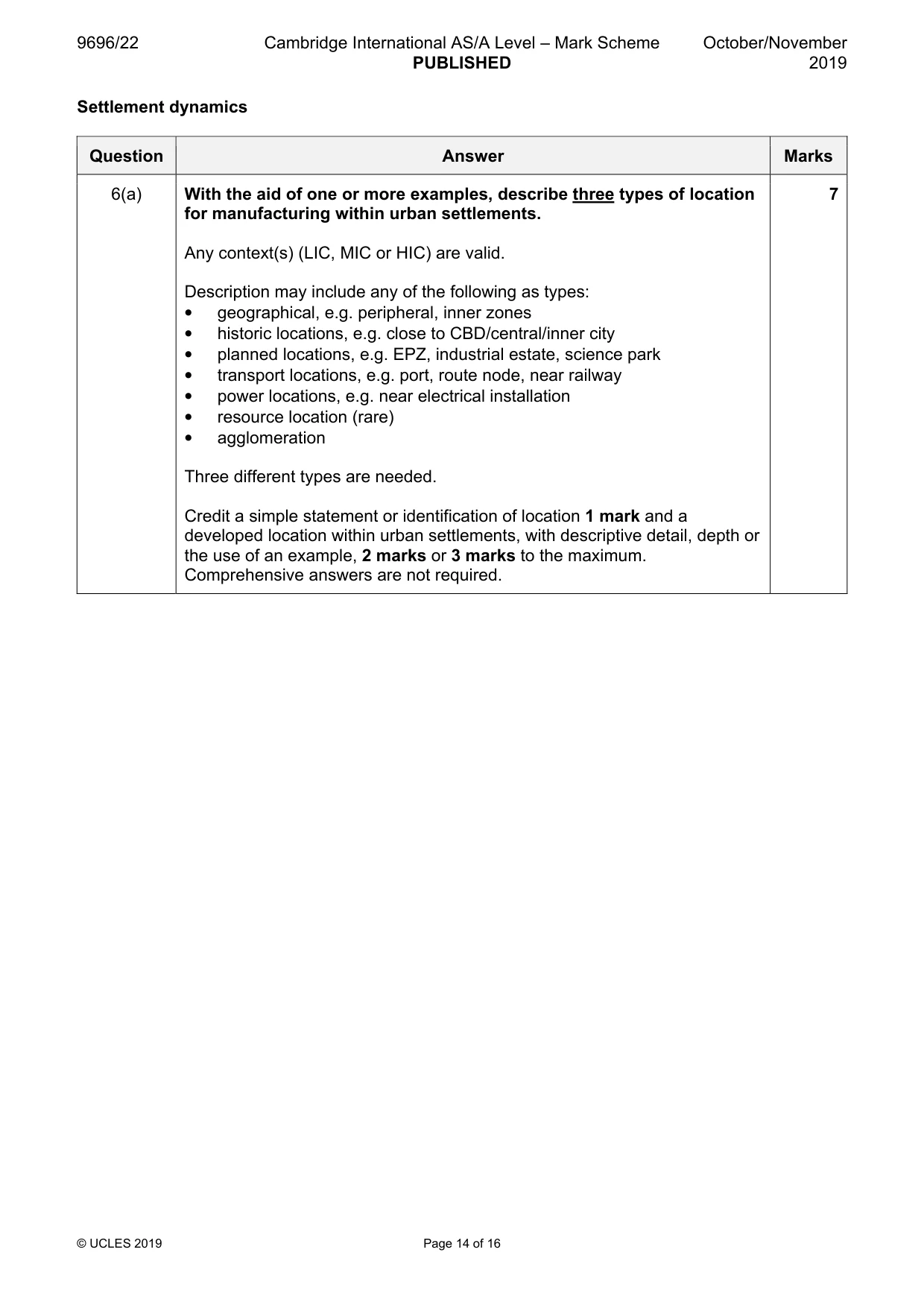Mark scheme, page 14 of 16