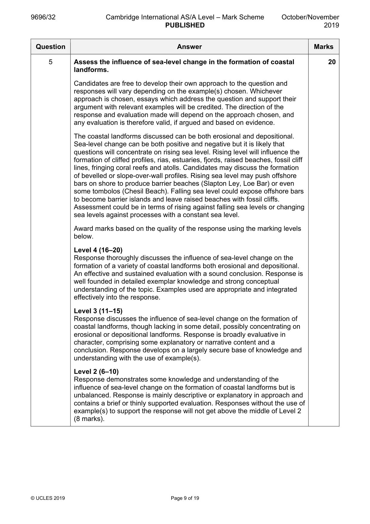 Mark scheme, page 9 of 19