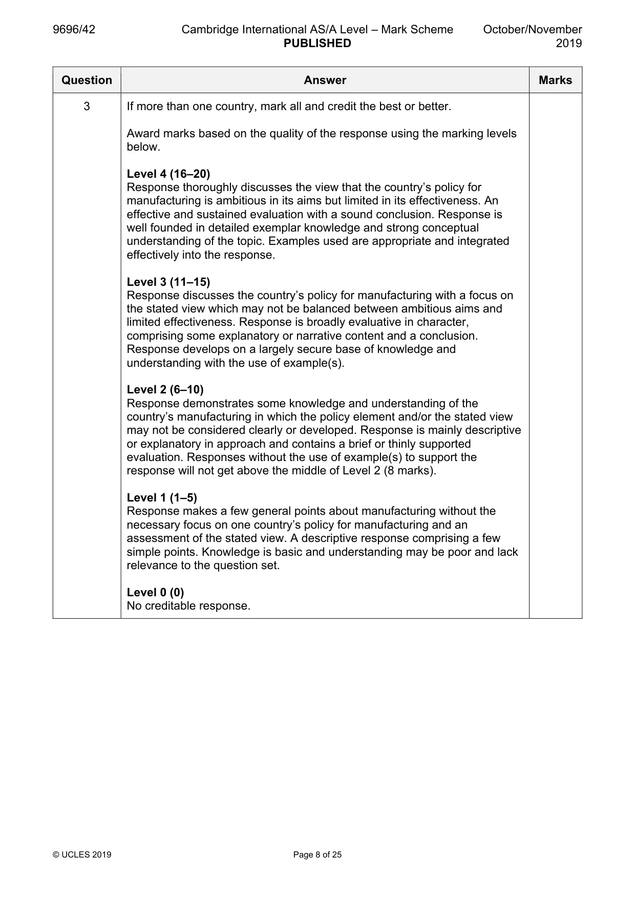 Mark scheme, page 8 of 25