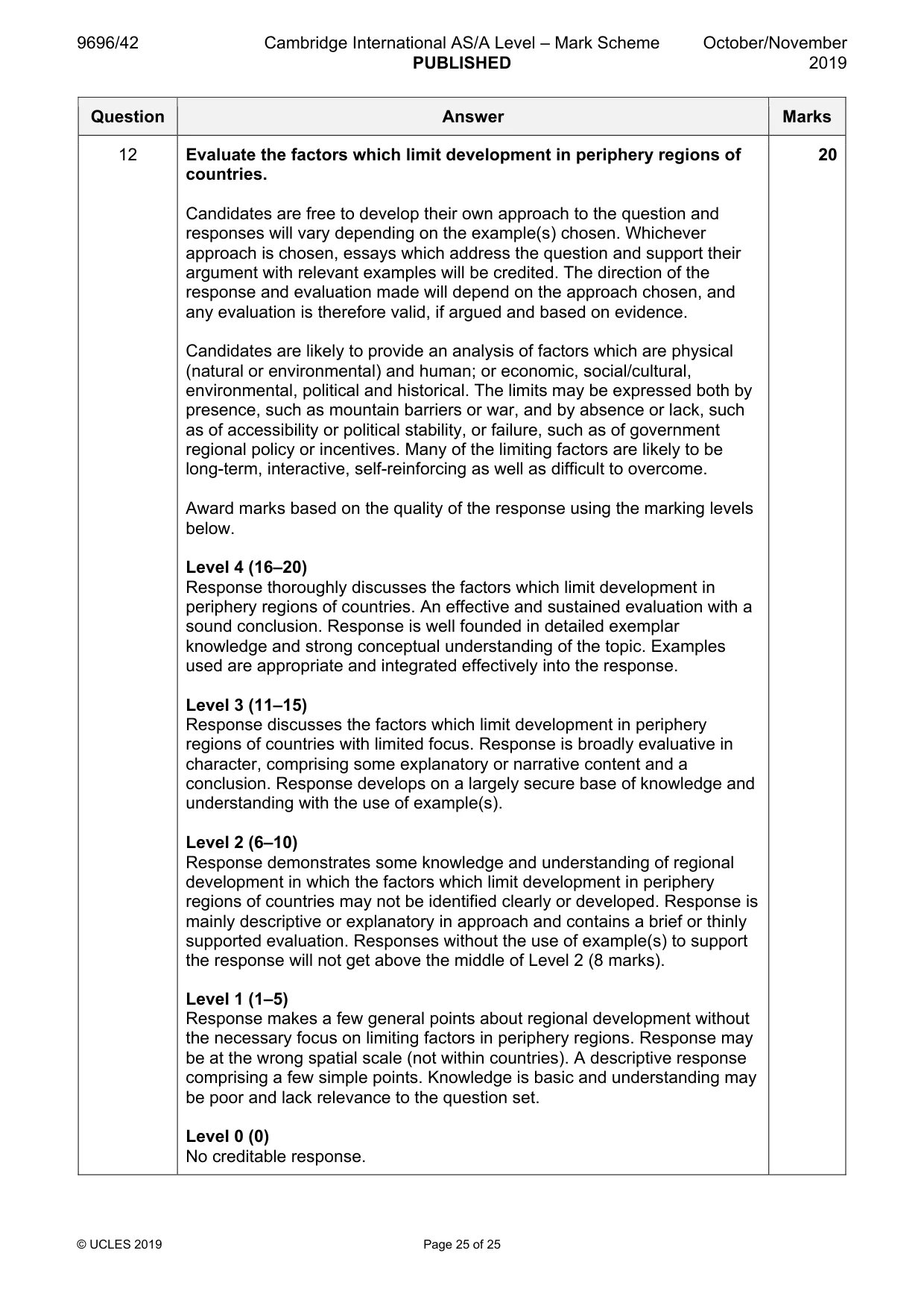 Mark scheme, page 25 of 25
