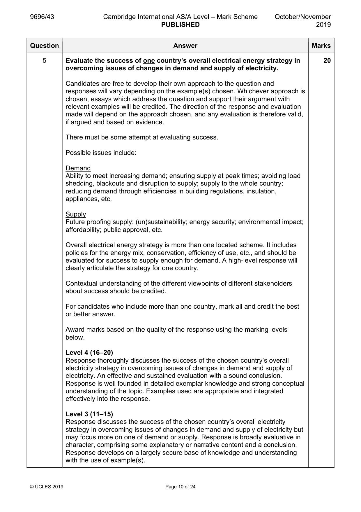 Mark scheme, page 10 of 24