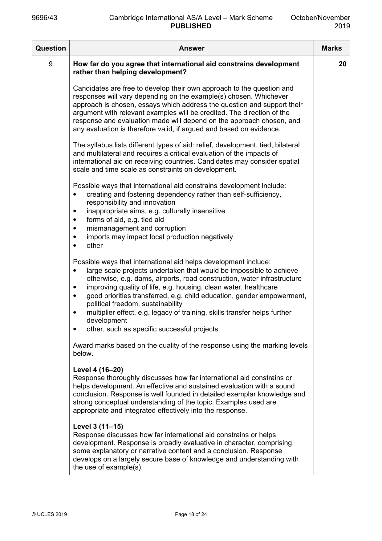 Mark scheme, page 18 of 24