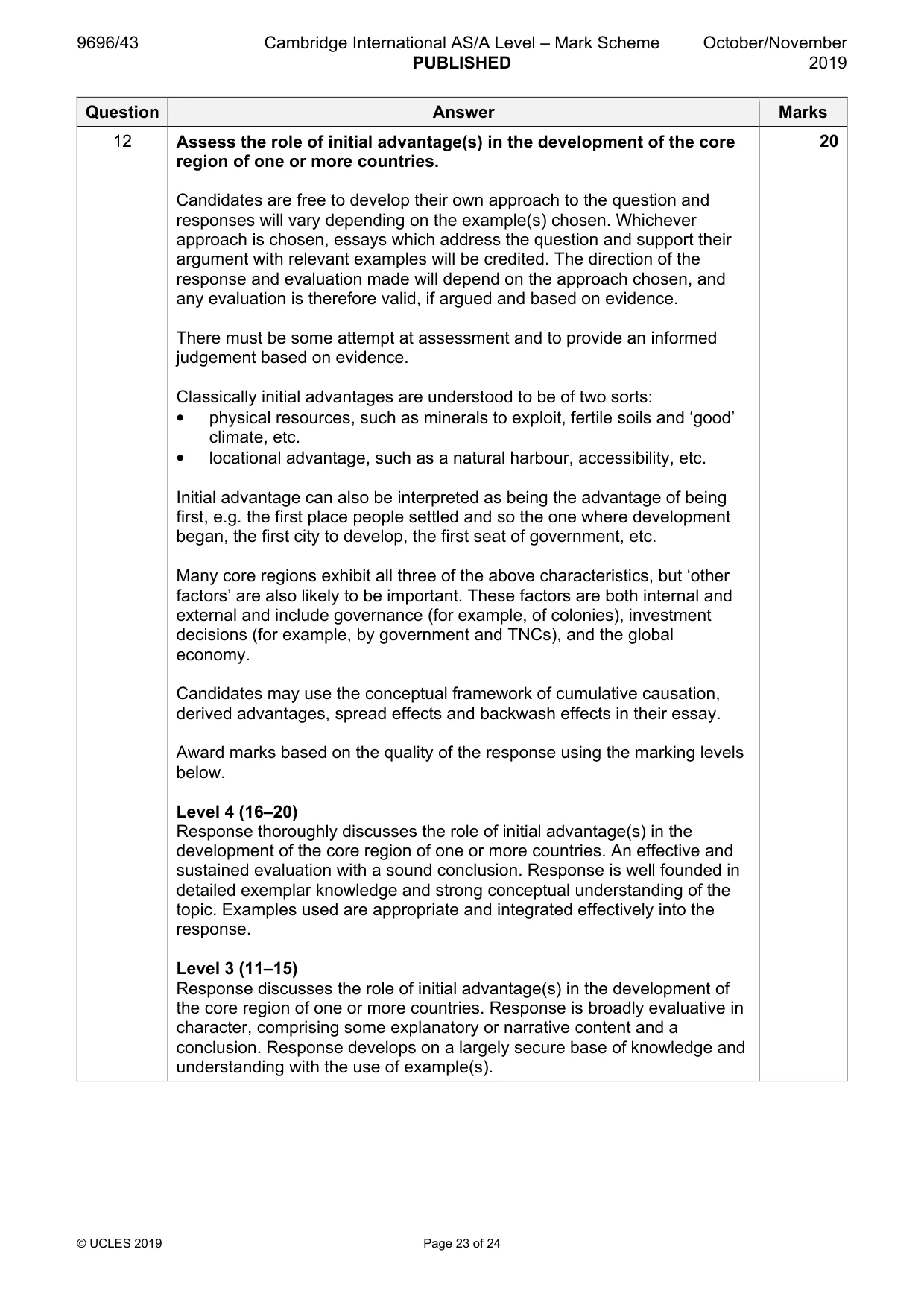 Mark scheme, page 23 of 24