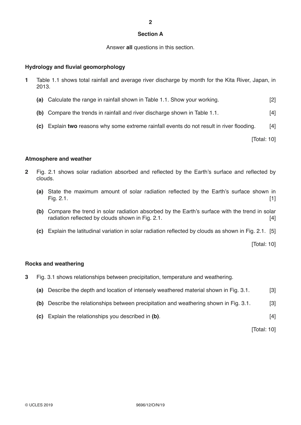 Cambridge A Level Geography 9696 2019 Oct/Nov Paper 1 · Variant 2 question paper, page 2 of 4