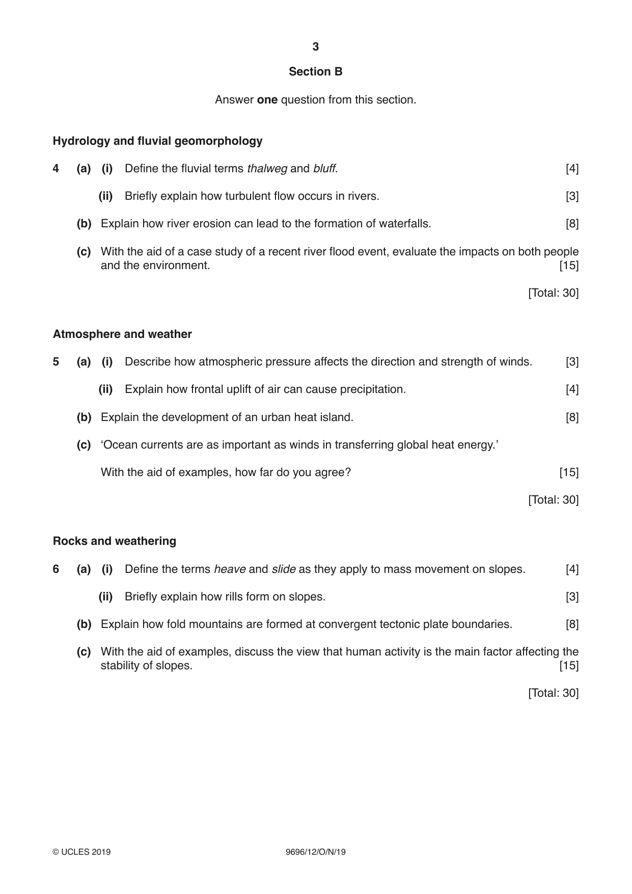 Cambridge A Level Geography 9696 2019 Oct/Nov Paper 1 · Variant 2 question paper, page 3 of 4