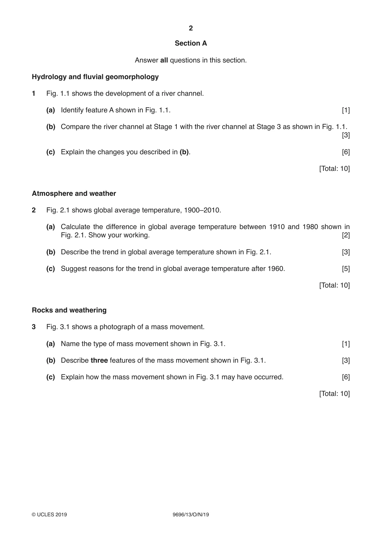 Cambridge A Level Geography 9696 2019 Oct/Nov Paper 1 · Variant 3 question paper, page 2 of 4