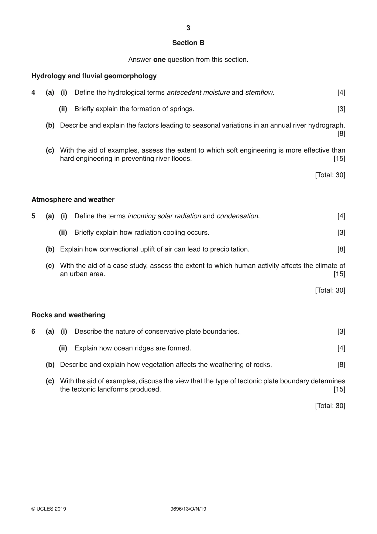Cambridge A Level Geography 9696 2019 Oct/Nov Paper 1 · Variant 3 question paper, page 3 of 4