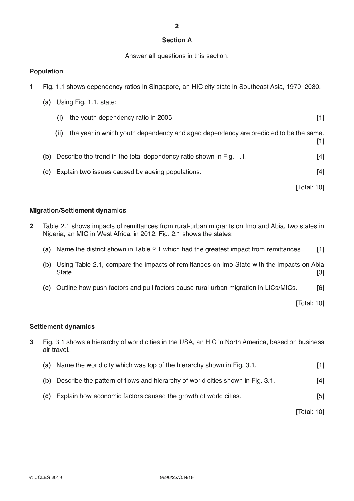 Cambridge A Level Geography 9696 2019 Oct/Nov Paper 2 · Variant 2 question paper, page 2 of 4