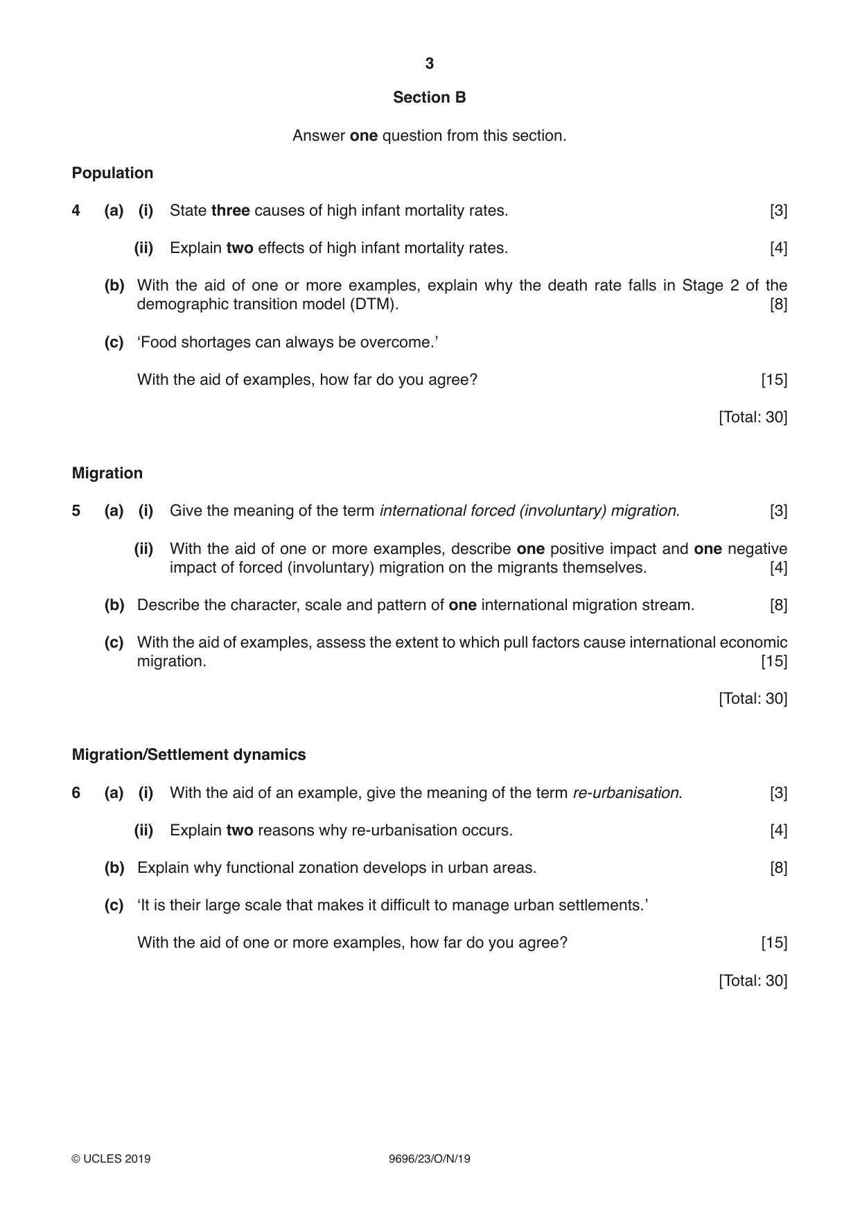 Cambridge A Level Geography 9696 2019 Oct/Nov Paper 2 · Variant 3 question paper, page 3 of 4