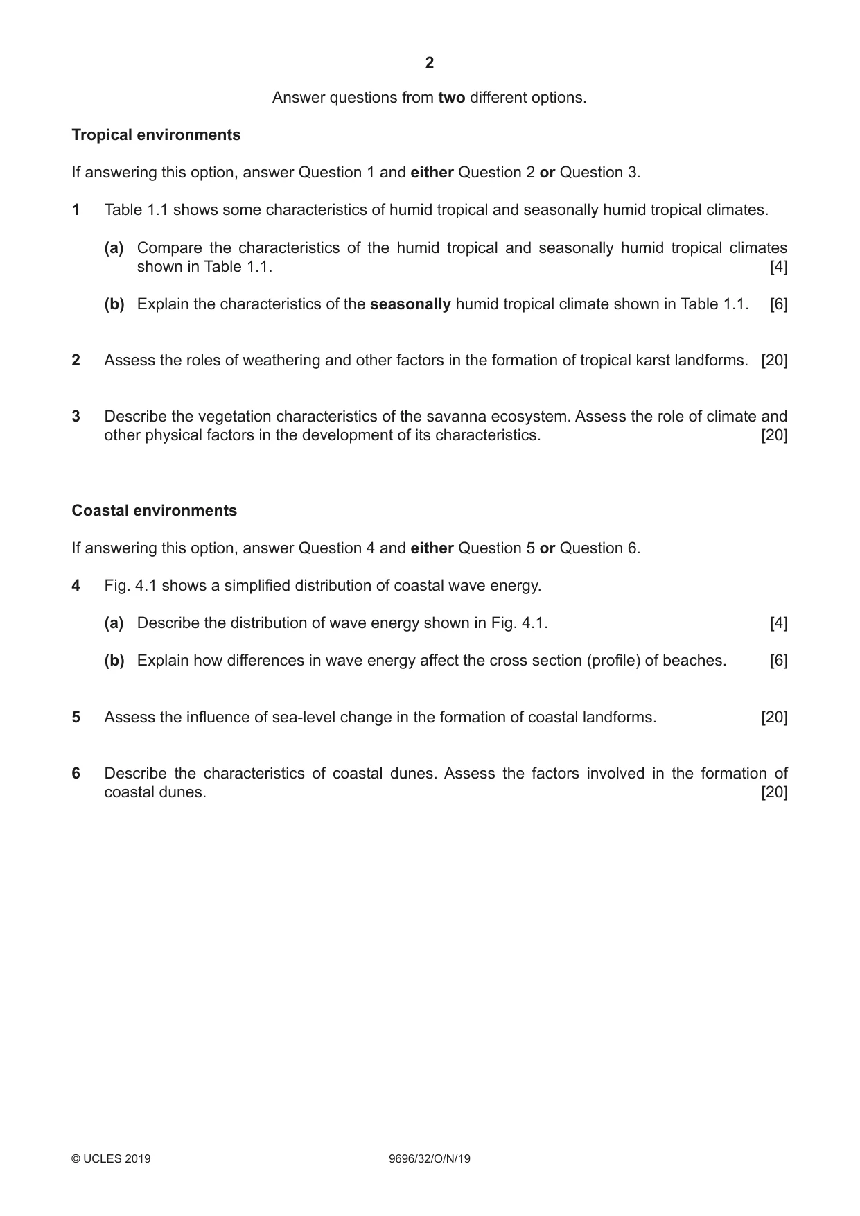 Cambridge A Level Geography 9696 2019 Oct/Nov Paper 3 · Variant 2 question paper, page 2 of 4
