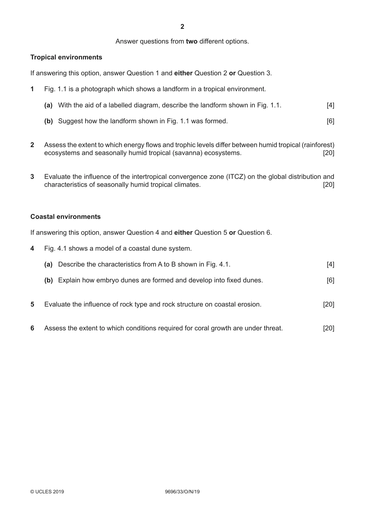 Cambridge A Level Geography 9696 2019 Oct/Nov Paper 3 · Variant 3 question paper, page 2 of 4