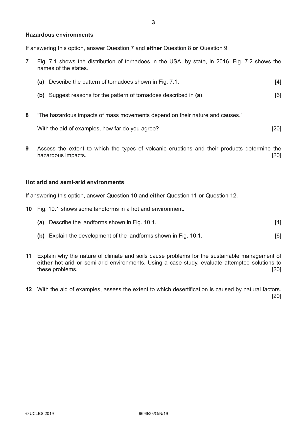 Cambridge A Level Geography 9696 2019 Oct/Nov Paper 3 · Variant 3 question paper, page 3 of 4