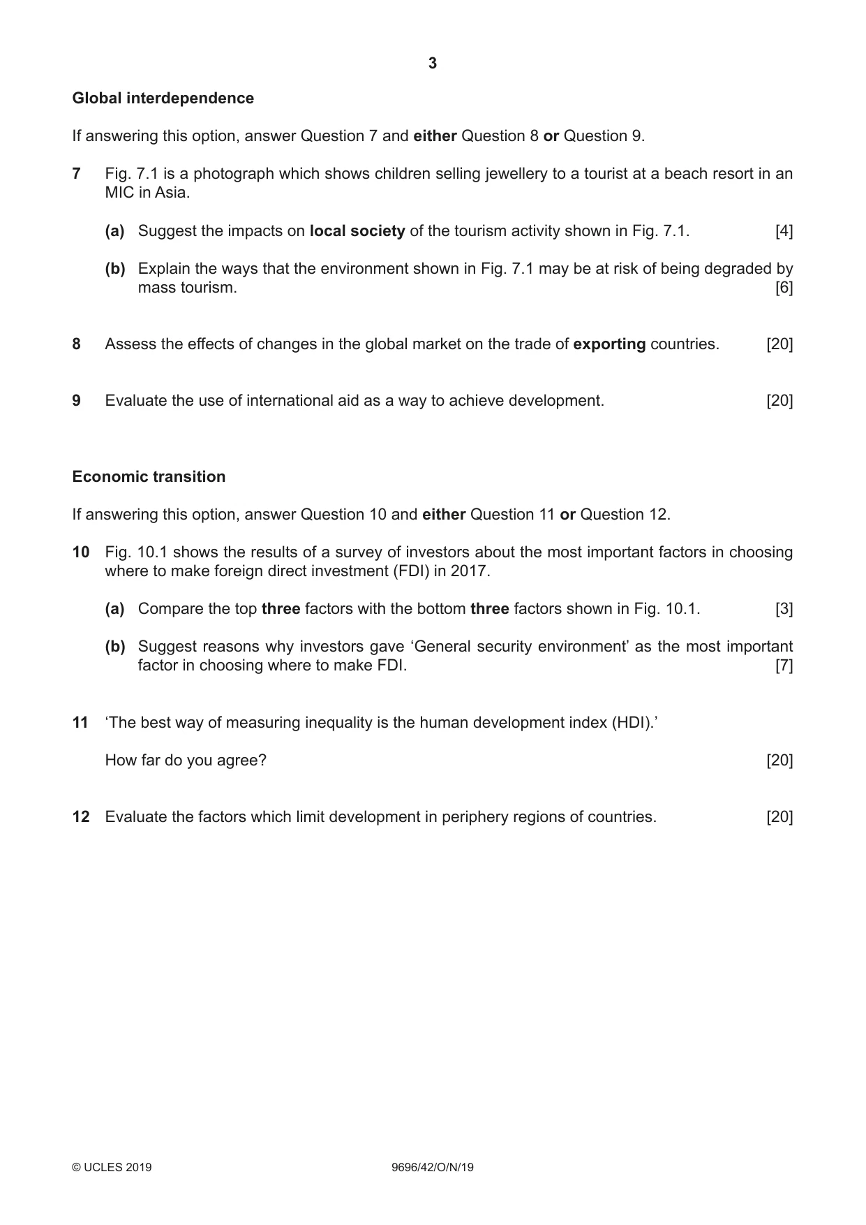 Cambridge A Level Geography 9696 2019 Oct/Nov Paper 4 · Variant 2 question paper, page 3 of 4