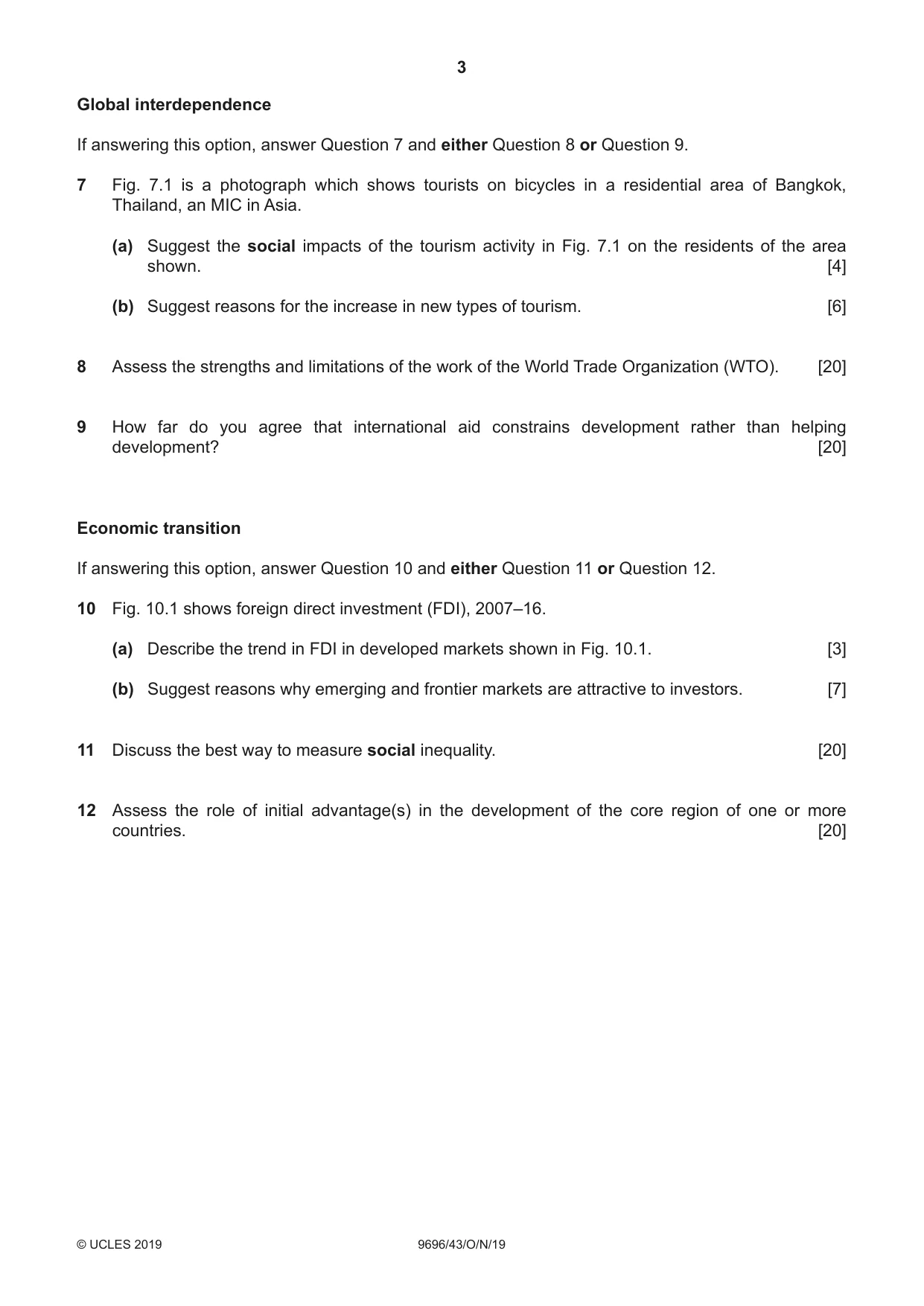 Cambridge A Level Geography 9696 2019 Oct/Nov Paper 4 · Variant 3 question paper, page 3 of 4