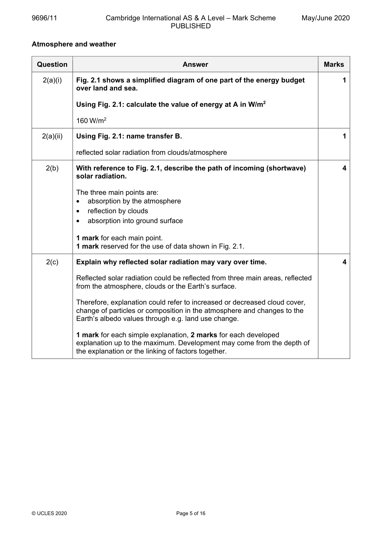 Mark scheme, page 5 of 16