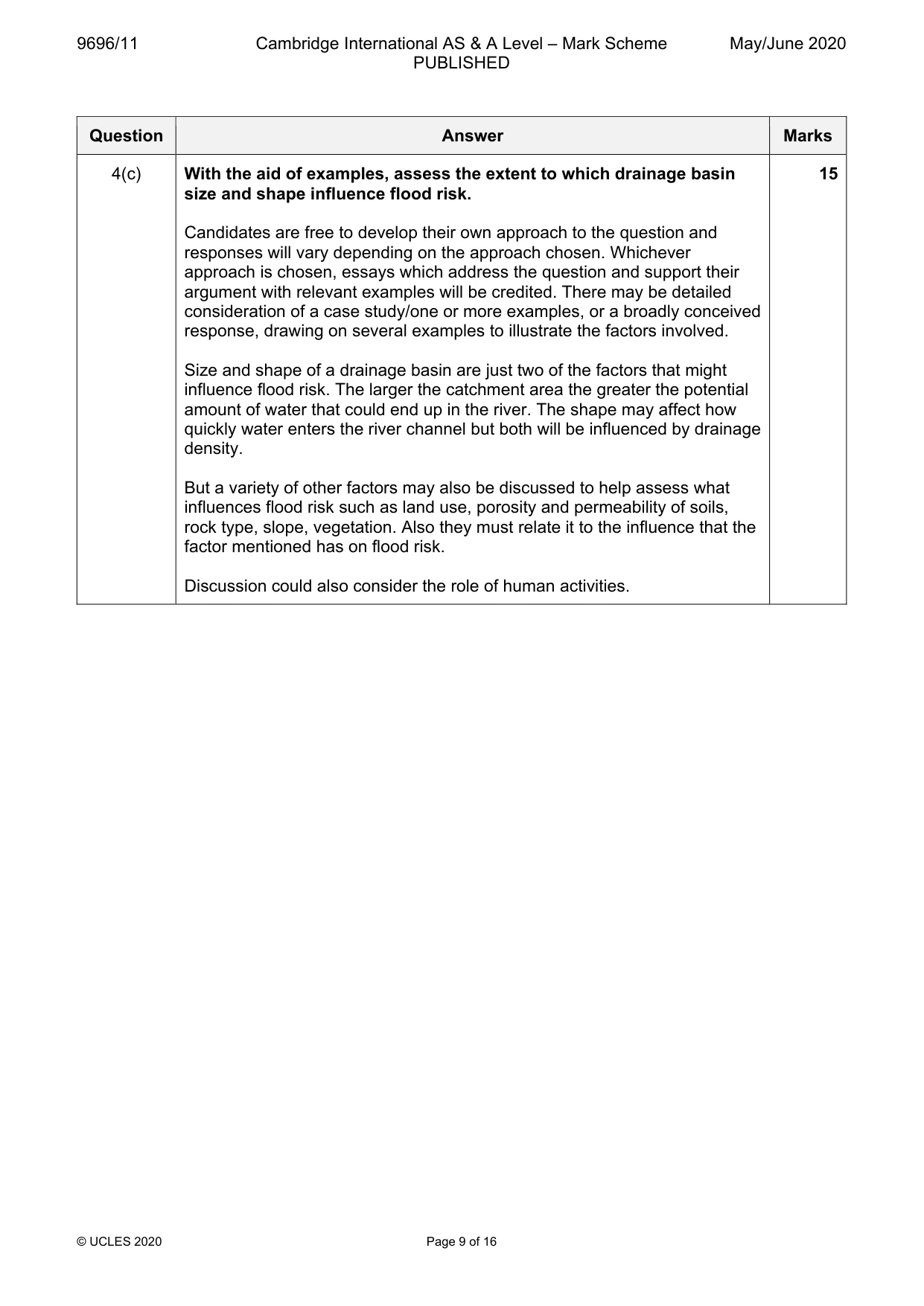 Mark scheme, page 9 of 16