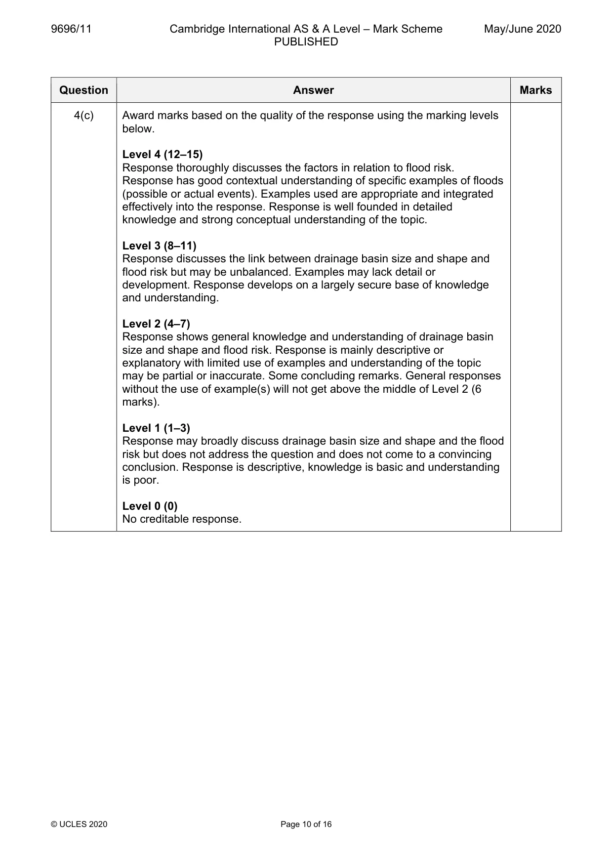 Mark scheme, page 10 of 16
