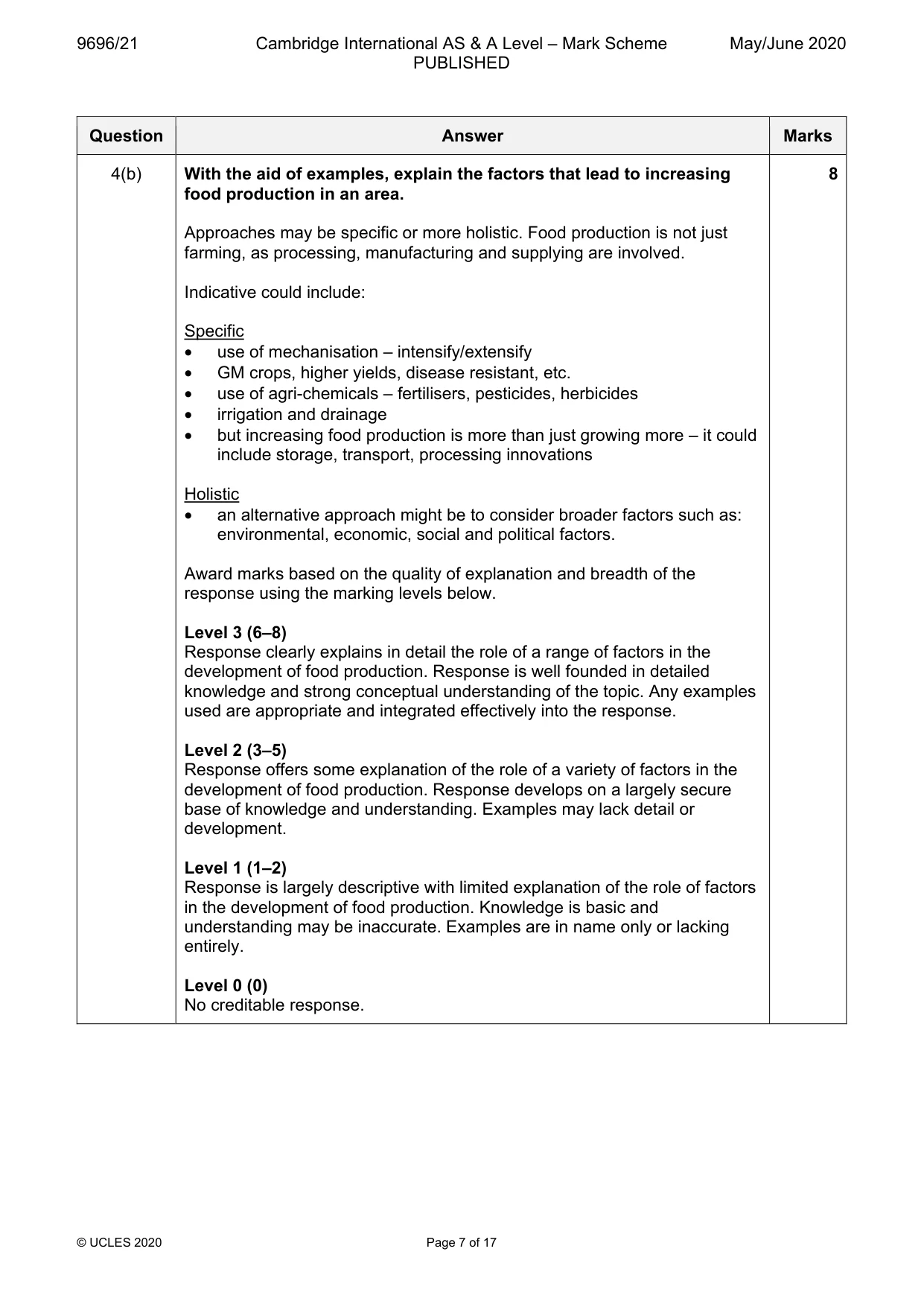 Mark scheme, page 7 of 17