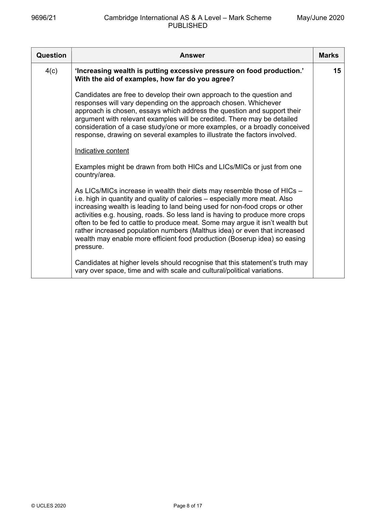 Mark scheme, page 8 of 17