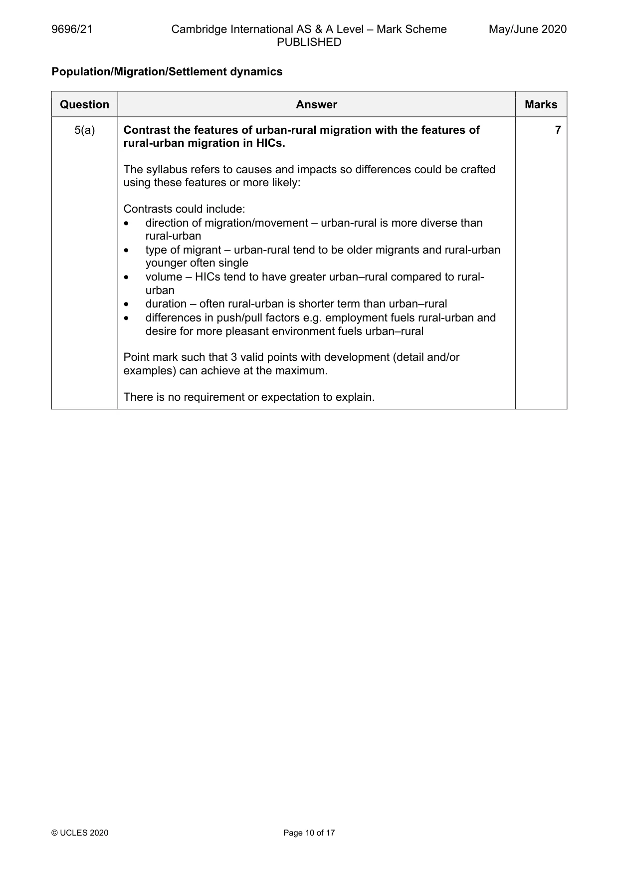 Mark scheme, page 10 of 17