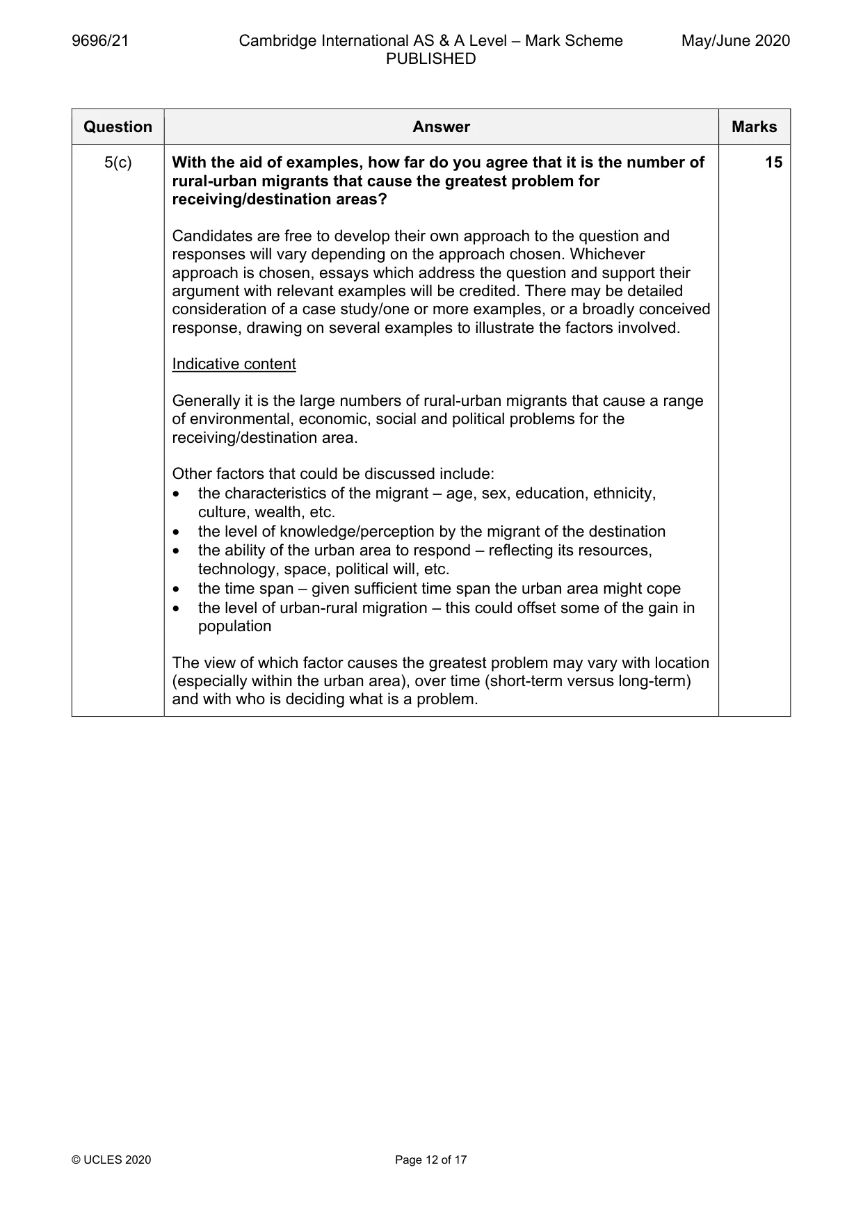 Mark scheme, page 12 of 17