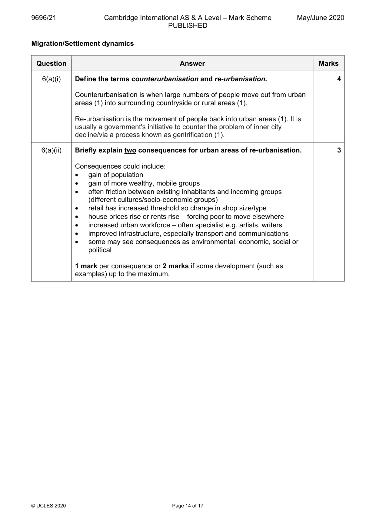 Mark scheme, page 14 of 17