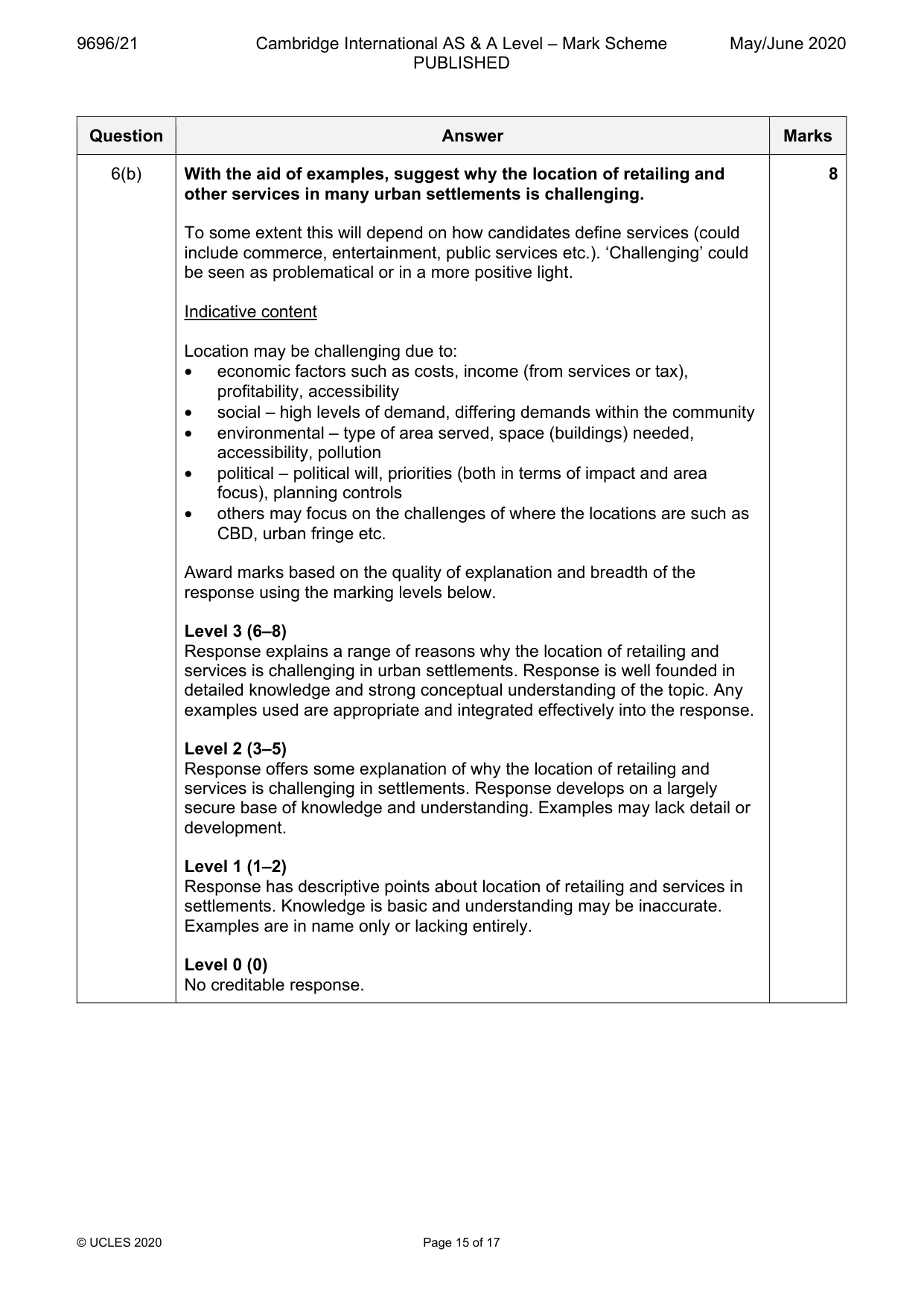 Mark scheme, page 15 of 17