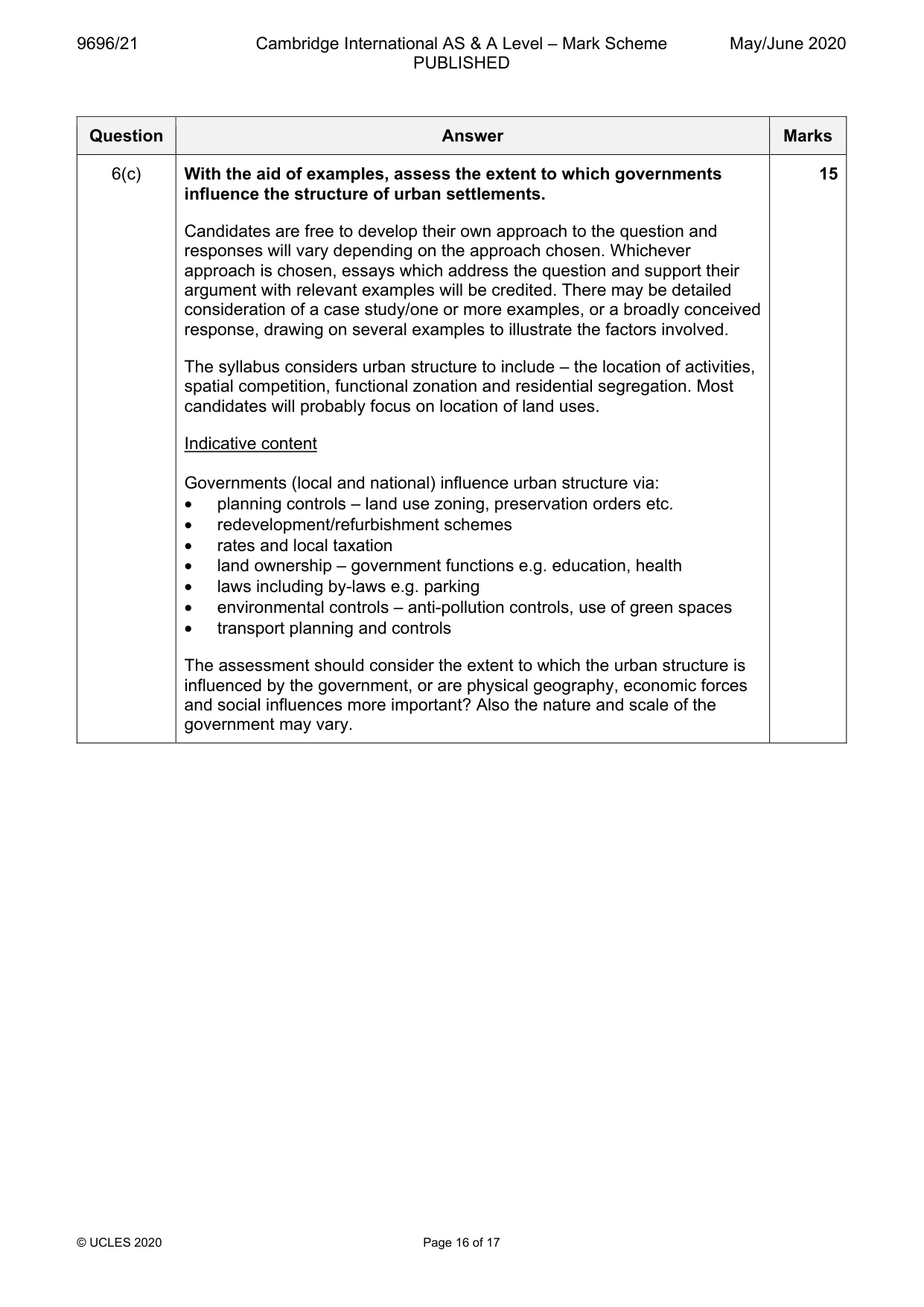 Mark scheme, page 16 of 17